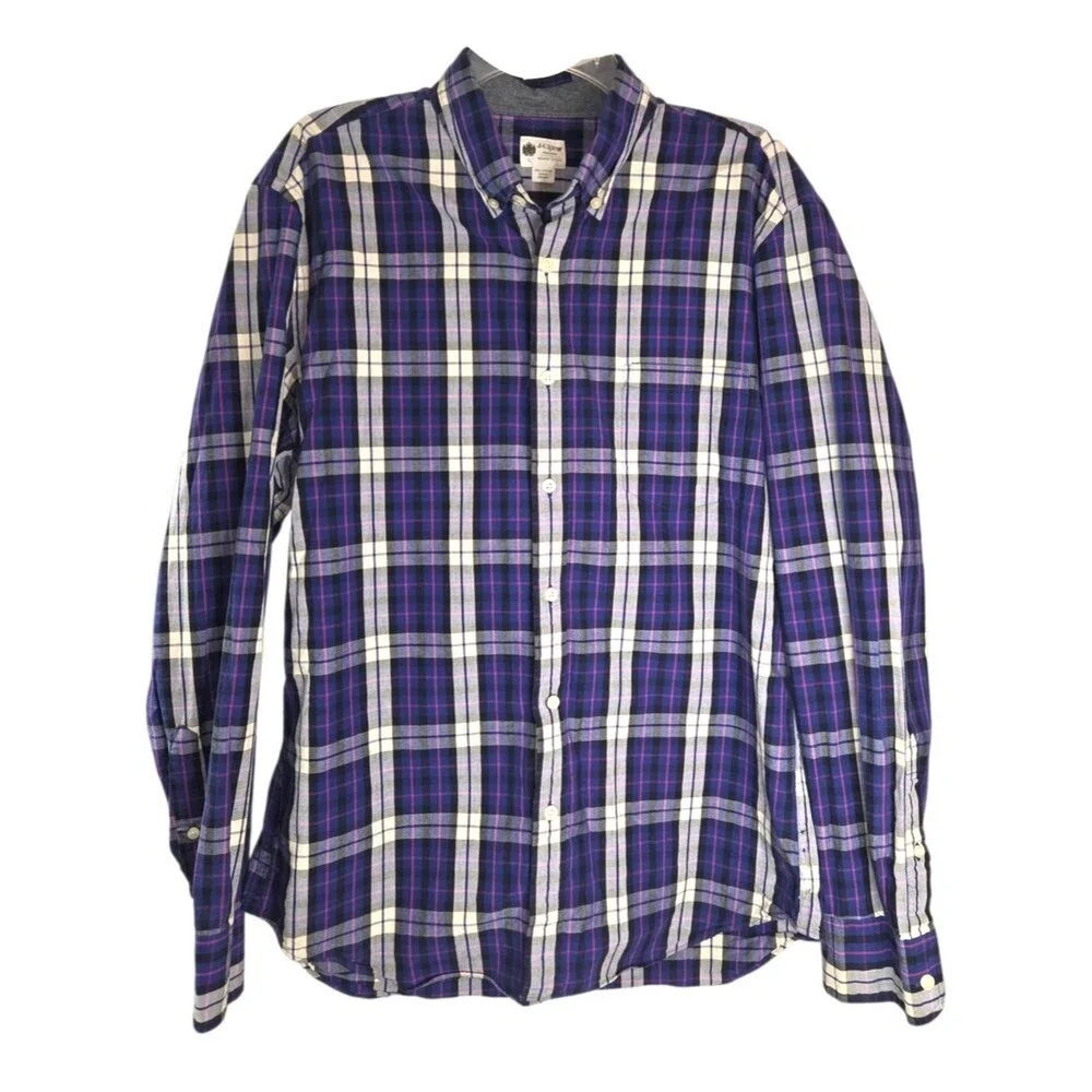 J. Crew Shirting's Men's Washed Tartan Plaid Long Sleeve Button Down Shirt